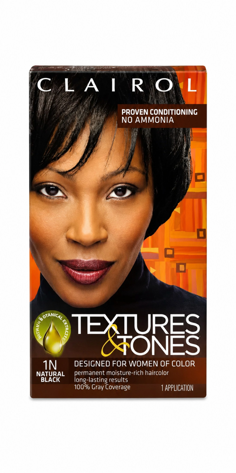 Clairol Textures & Tones Permanent Hair Dye 1N Natural Black Ammonia-Free