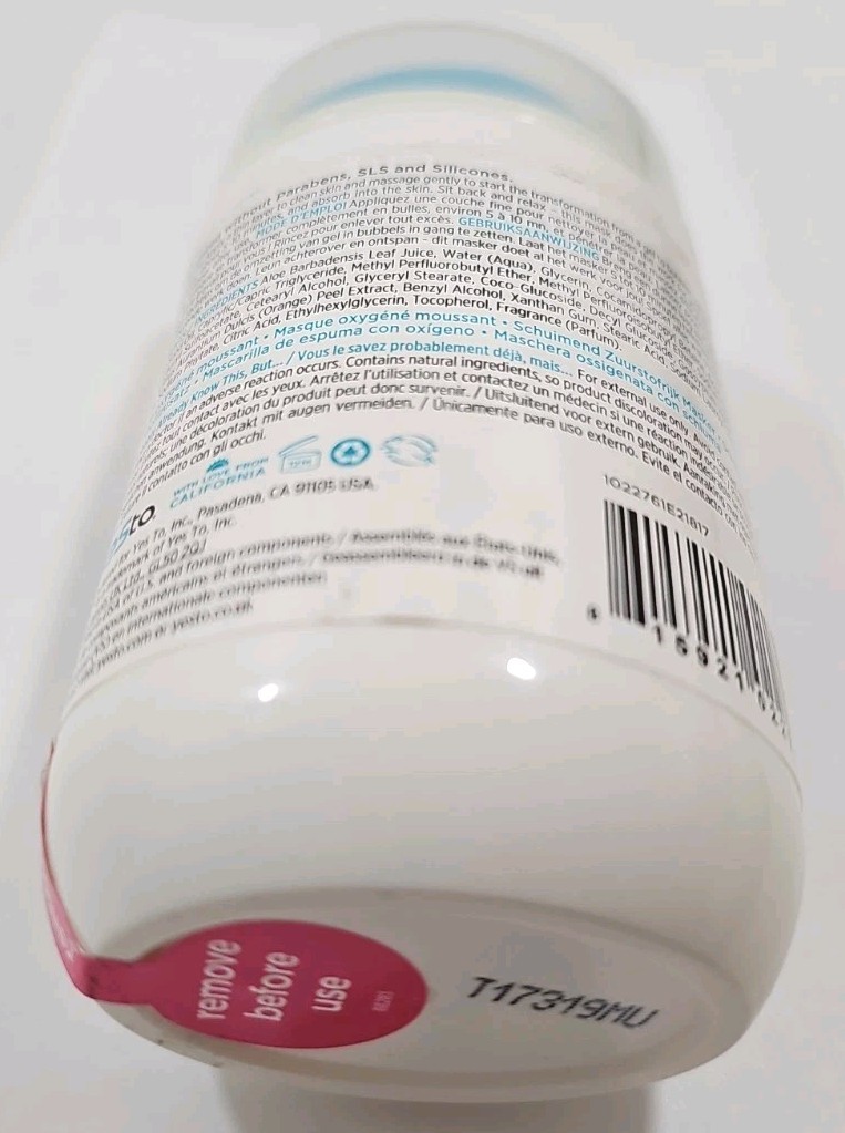 Yes to Cotton Anti-Pollution Oxygenated Facial Mask 2 fl oz / 60 ml. NEW