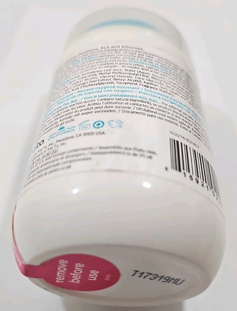 Yes to Cotton Anti-Pollution Oxygenated Facial Mask 2 fl oz / 60 ml. NEW