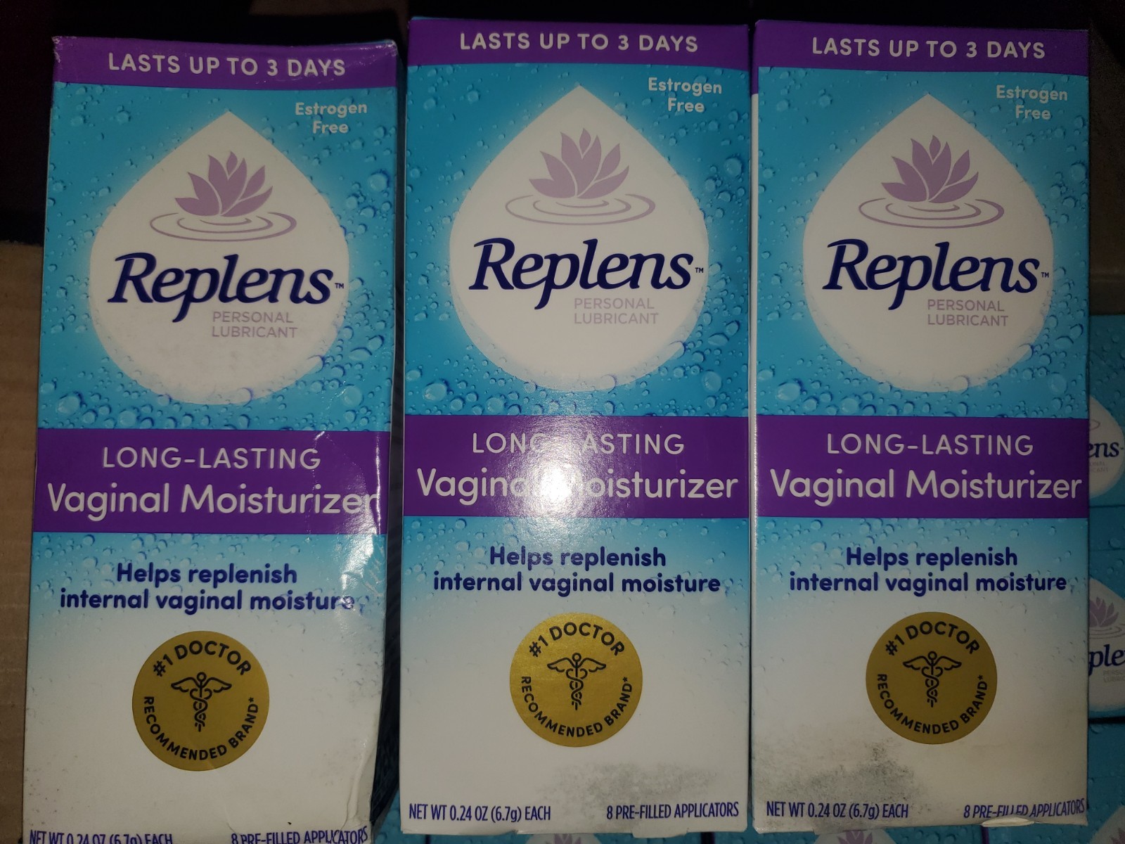 3 Bxs Replens Long Lasting Vaginal Moisturizer 8 Prefilled Applicators