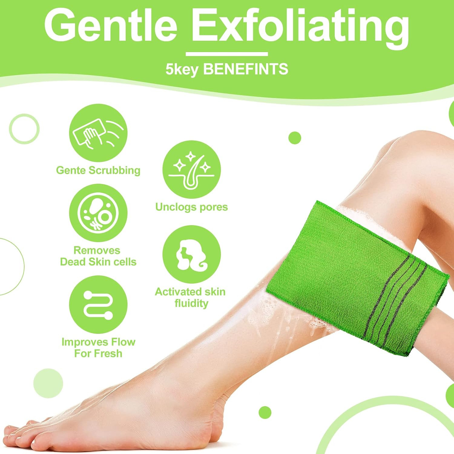 Korean Exfoliating Mitts – 12 Pack Body Scrubber Towels in Assorted Colors