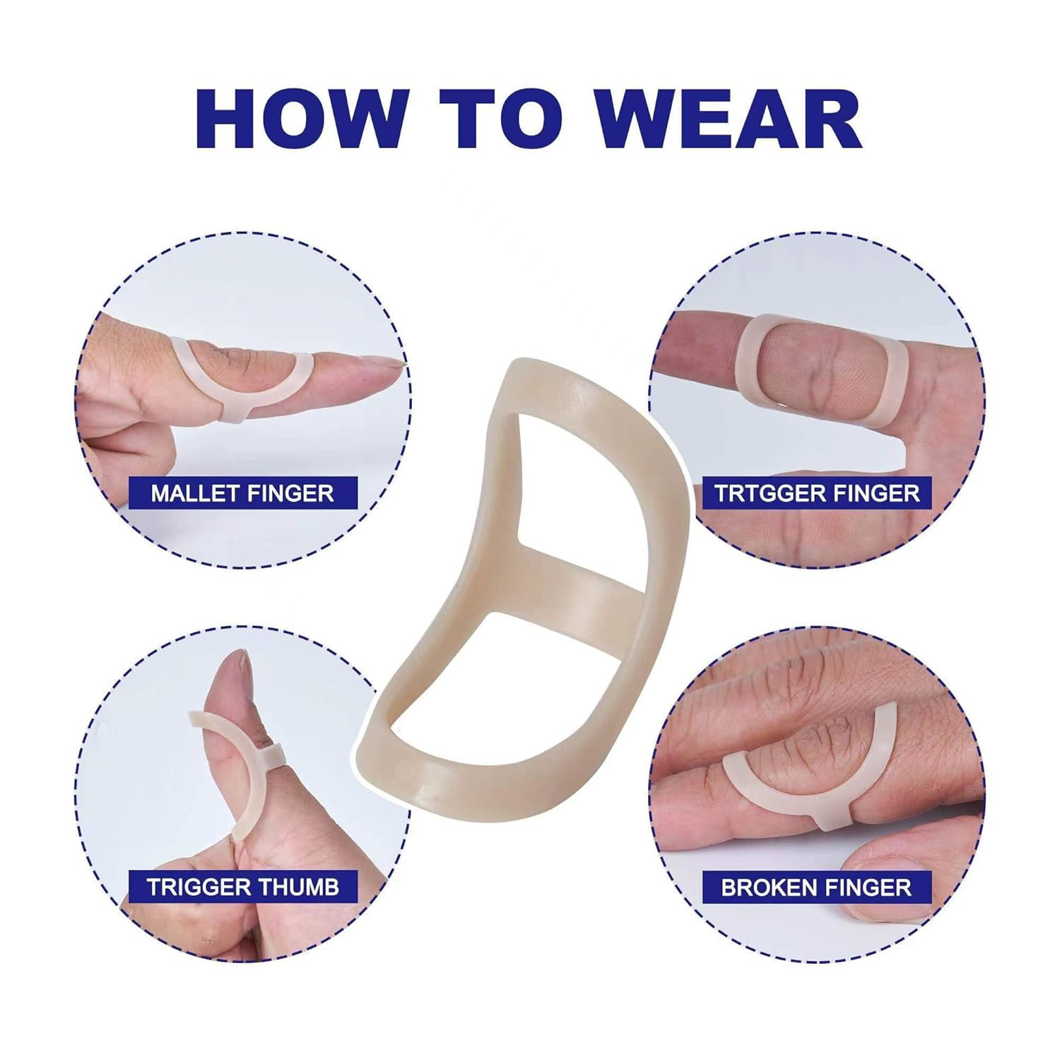 Soft Home 6 Pack Oval Finger Splints Waterproof Finger Splint for Arthritis, Tri