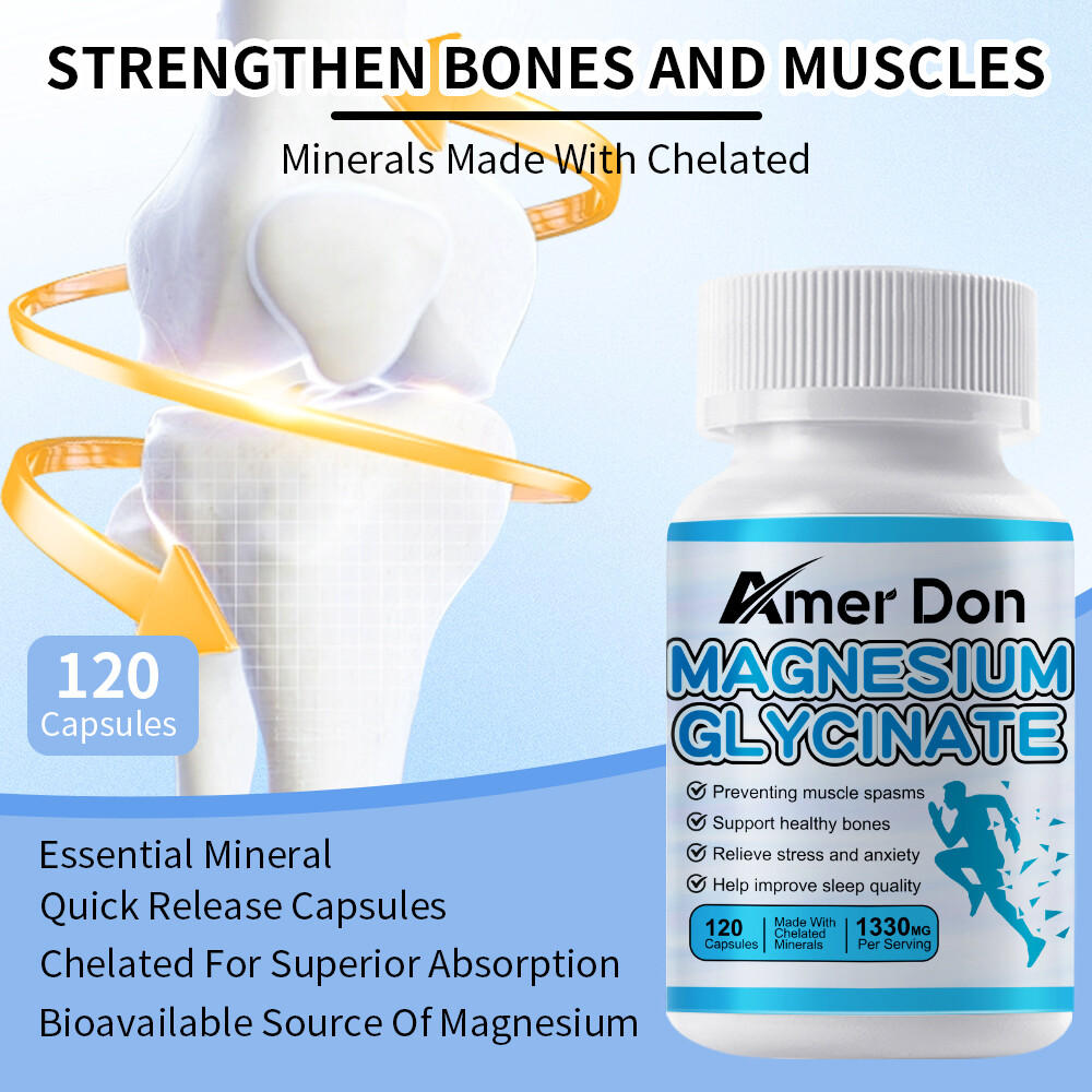 Magnesium Glycinate 1330mg Chelated- Calm, Stress, Sleep, Leg Cramp 120 Capsules