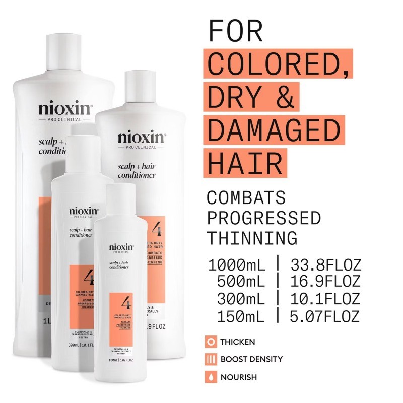Nioxin System 4 Therapy Conditioner – 10.1 fl oz: For All Hair Types,Liquid Form