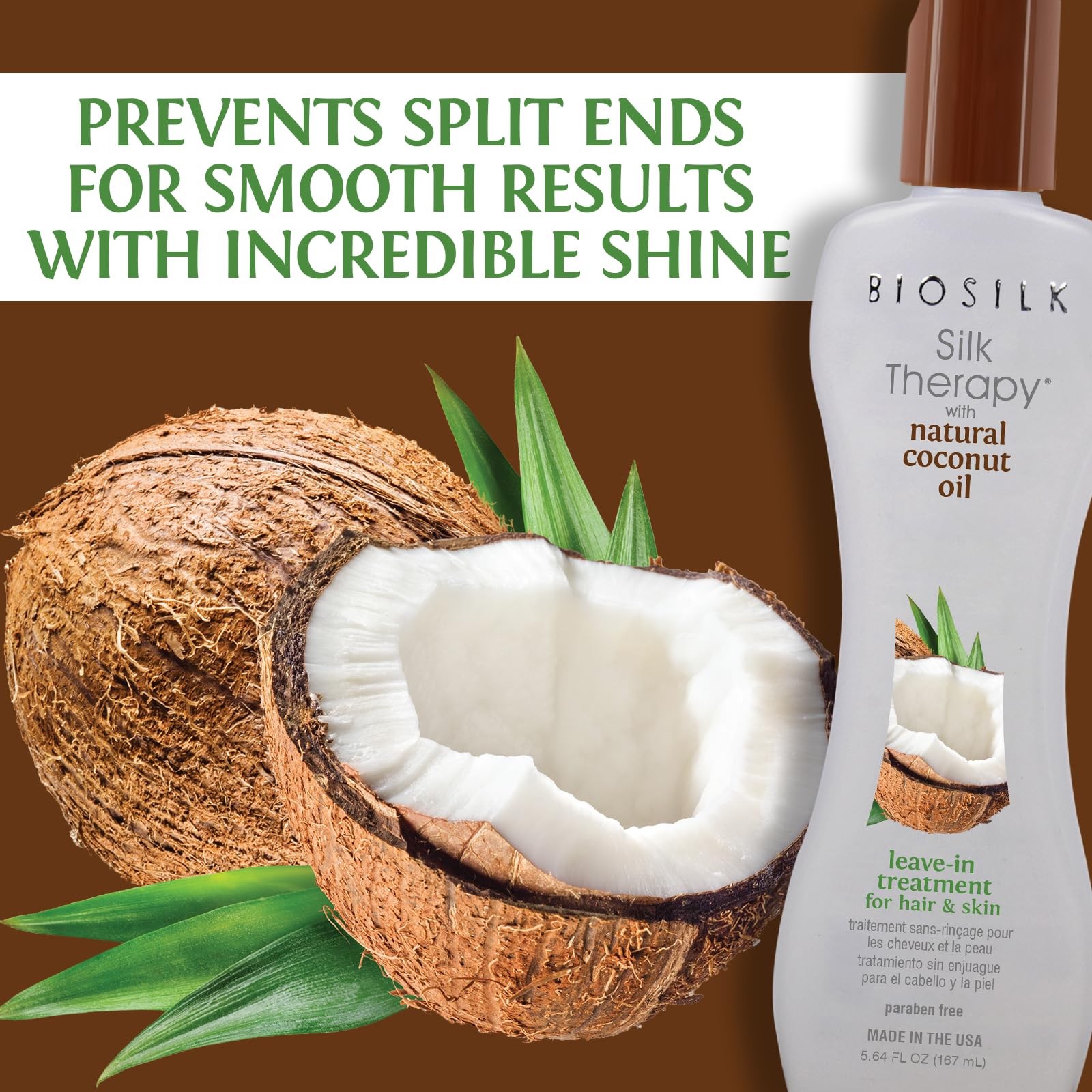 BioSilk Silk Therapy with Natural Coconut 5.6 Fl Oz (Pack of 1), WHITE,BROWN