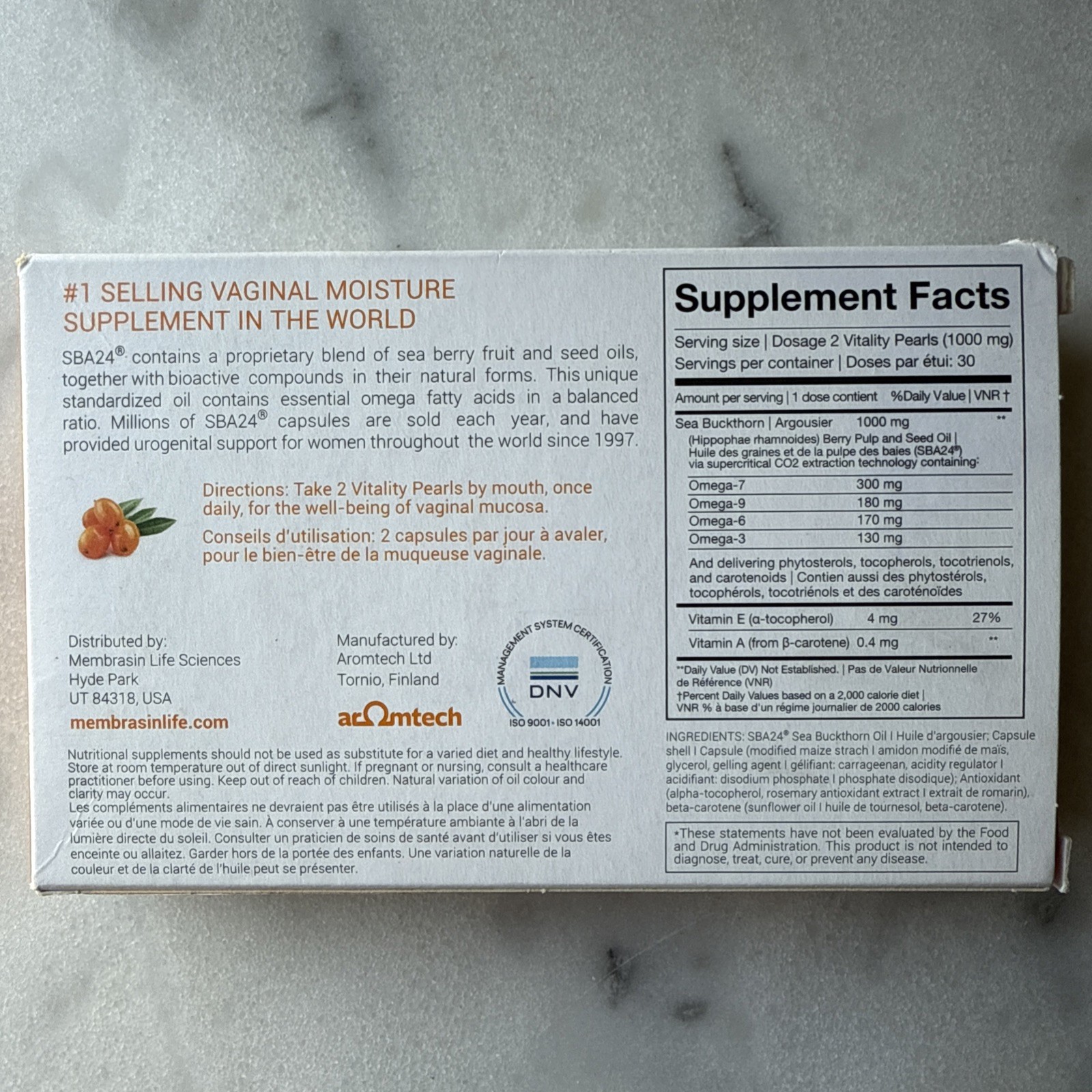 Membrasin Vitality Pearls for Vaginal Dryness, 60 Vitality Pearls, Exp 02/2027