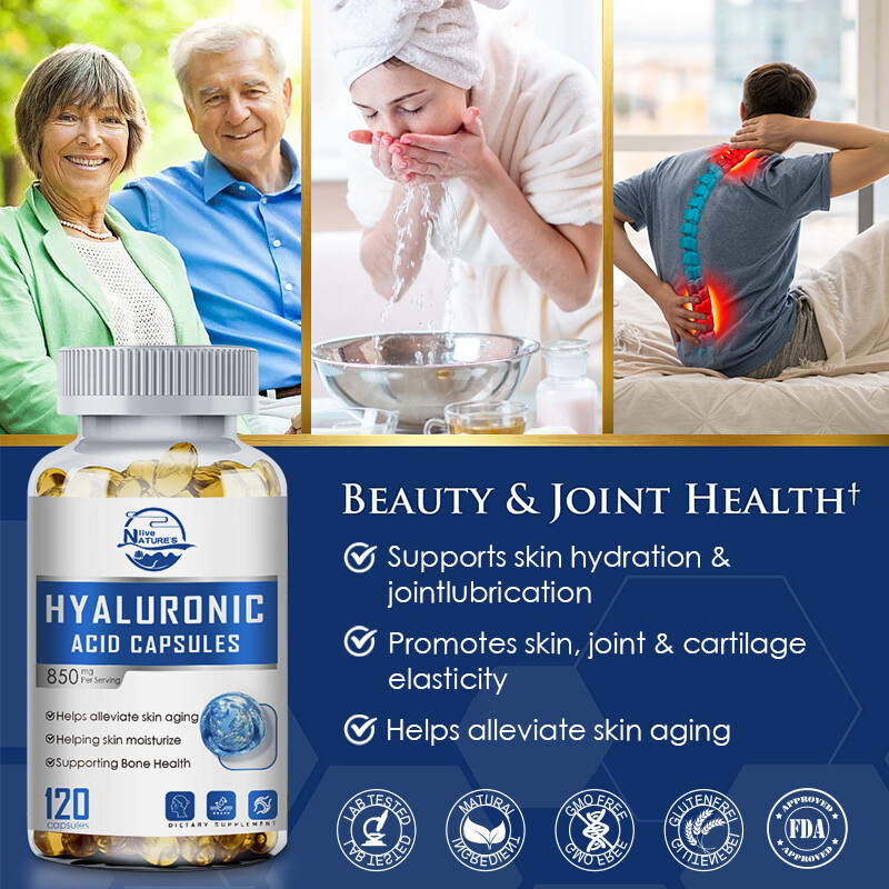 Hyaluronic Acid 850mg 4X 120 Capsules Vitamin C 30 mg For Joint and Skin Health