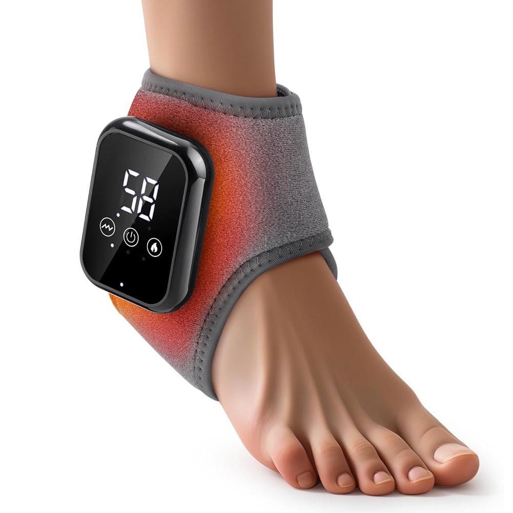 Cordless Foot and Ankle Massager Brace for Pain Relief Heating Vibration Therapy