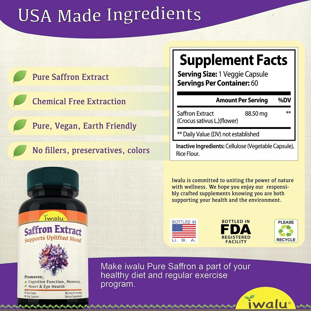 30 Mg Saffron | Best Supplement Capsule Pill Men Women FREE SHIP