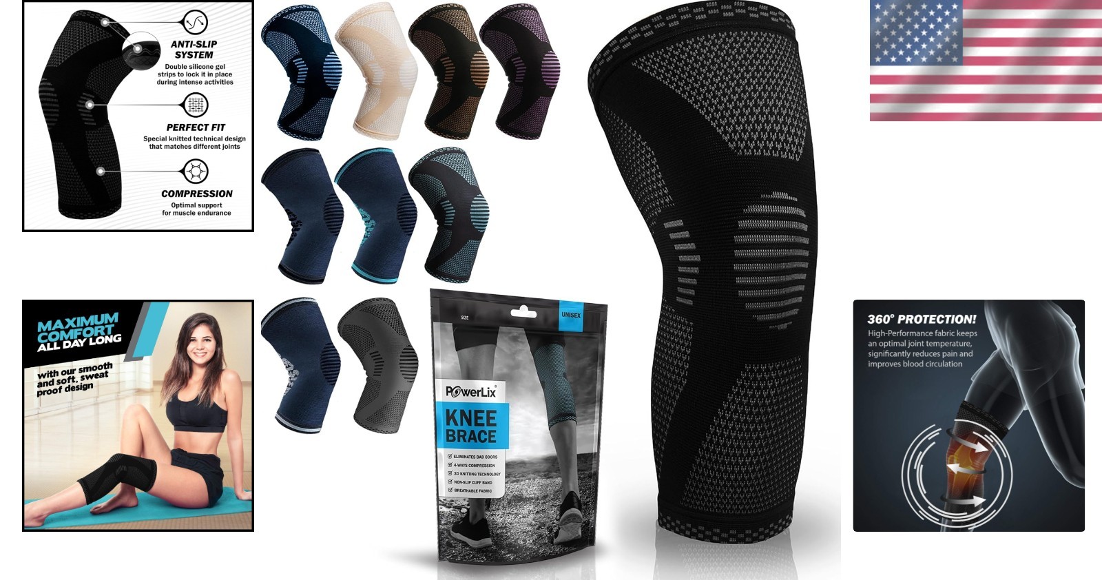 Stylish Knee Compression Sleeve for Men & Women – Ultimate Support, Size Large