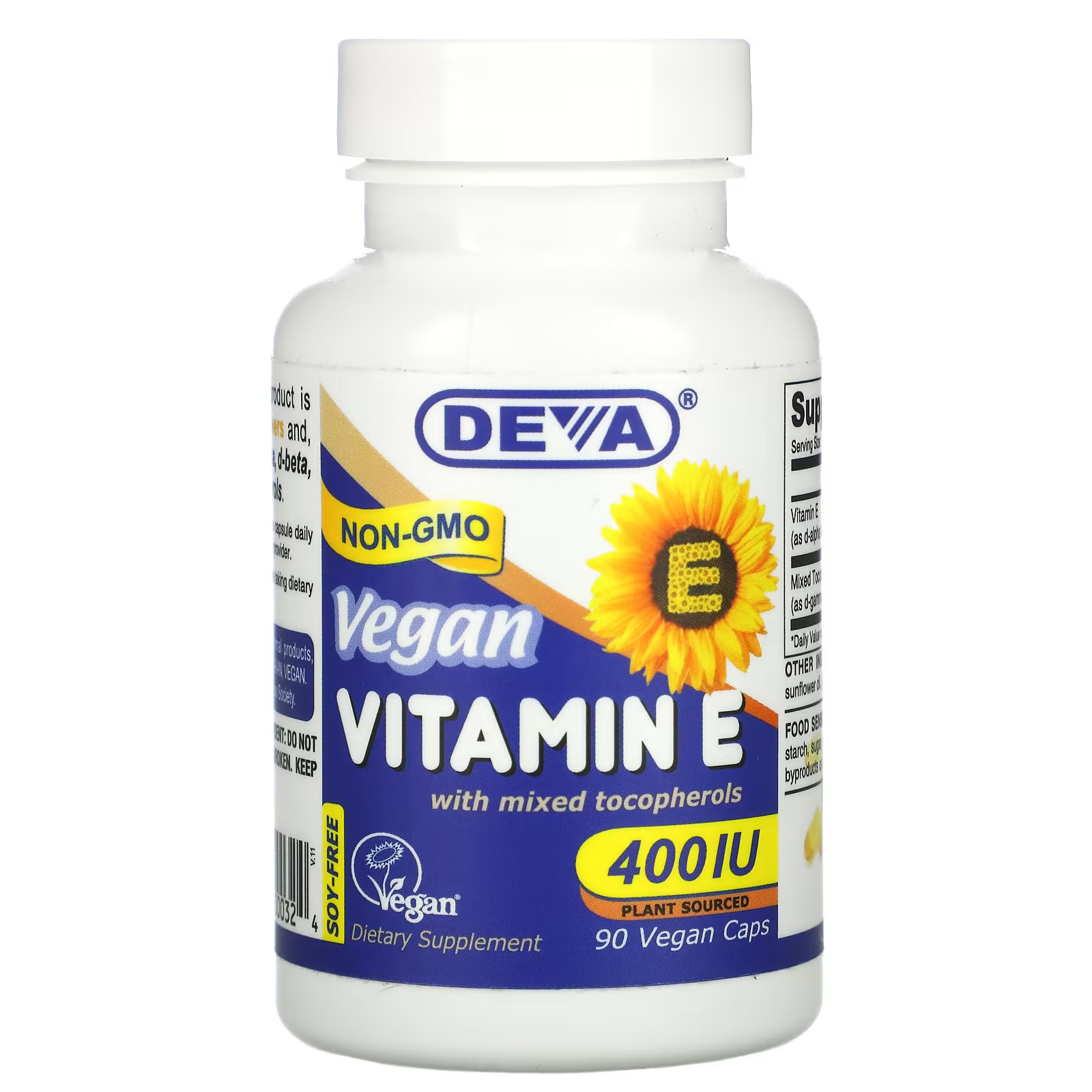 2 X Deva, Vegan Vitamin E with Mixed Tocopherols, 400 IU, 90 Vegan Ca-worldwide