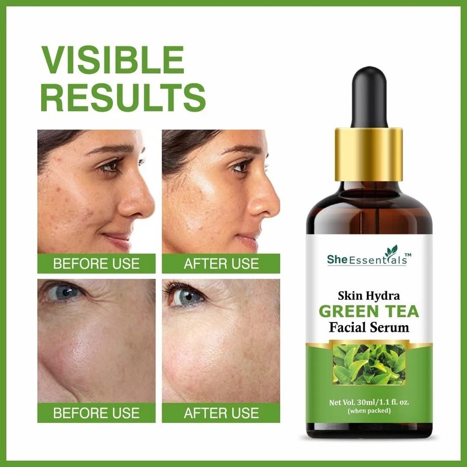 She Essentials Green Tea Facial Serum For All Skin Types 30ml