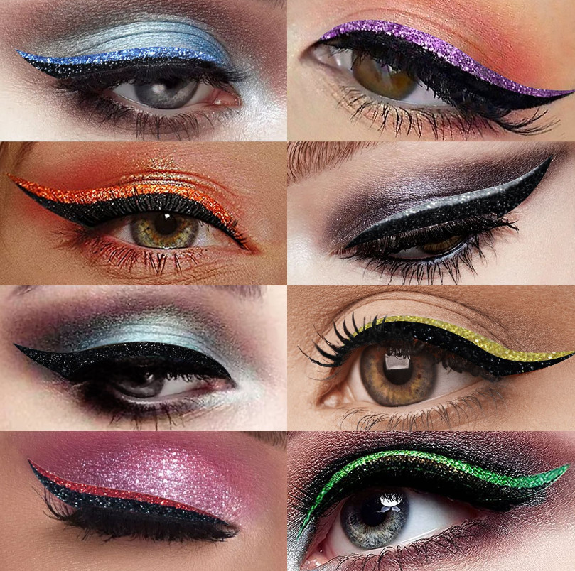 Temporary Tattoo Eyeliner Eyelash Stickers Eye Makeup Glitter Shiny Waterproof