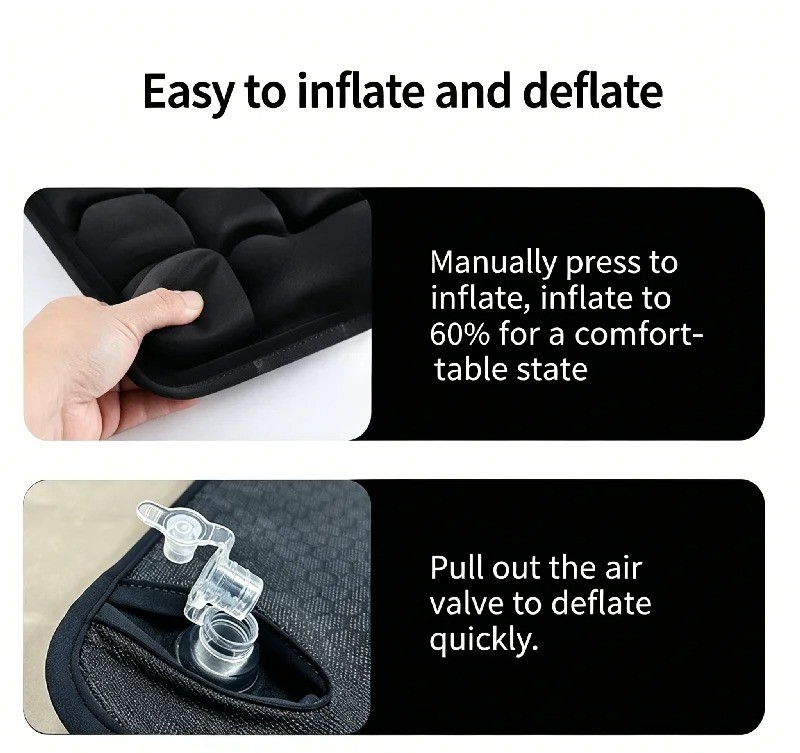 3D Inflatable Seat Cushion for Travel Airplane Office Chair Adjustable