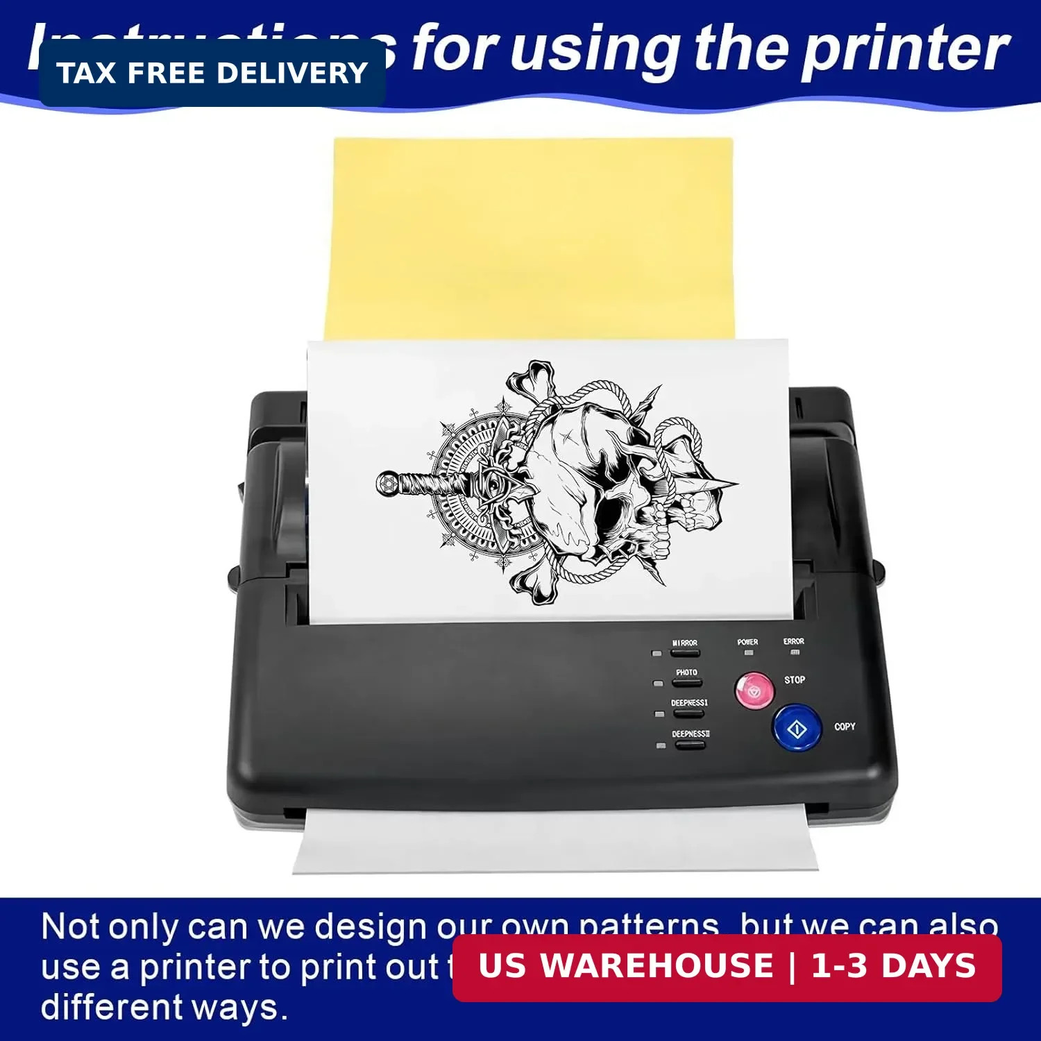 Phinus Tattoo Transfer Paper, 50 Sheets of Tattoo Stencil Paper, 8.25 X 11.75 in