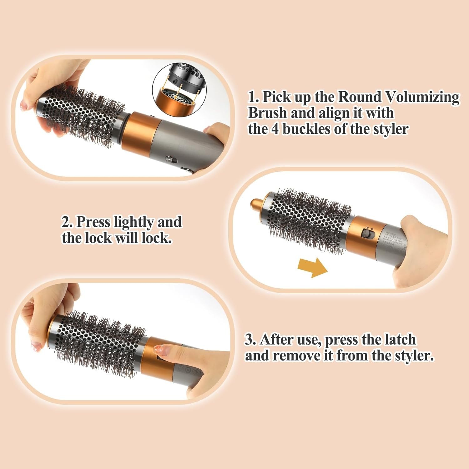Dyson Airwrap Large Round Volumizing Brush – Nickel/Copper Fluffy Styler