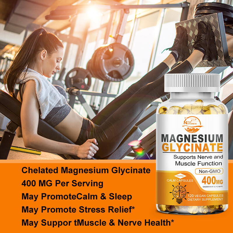Magnesium Glycinate + Vitamin D3 B6 120 Capsules – Muscle Energy,Sleep Support