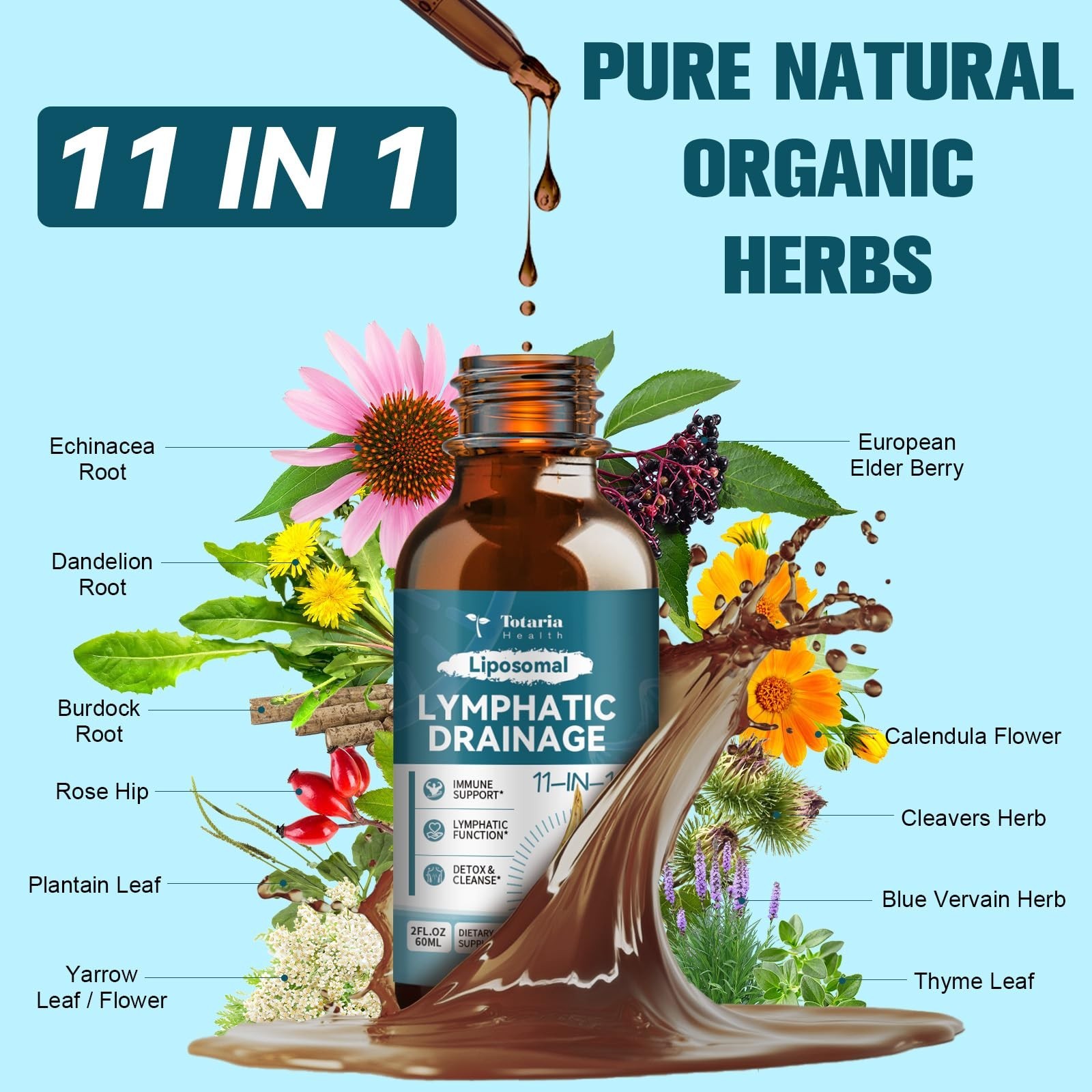 Liposomal Lymphatic Drainage Drops – 11 In 1 Organic Lymphatic Drainage Suppl…