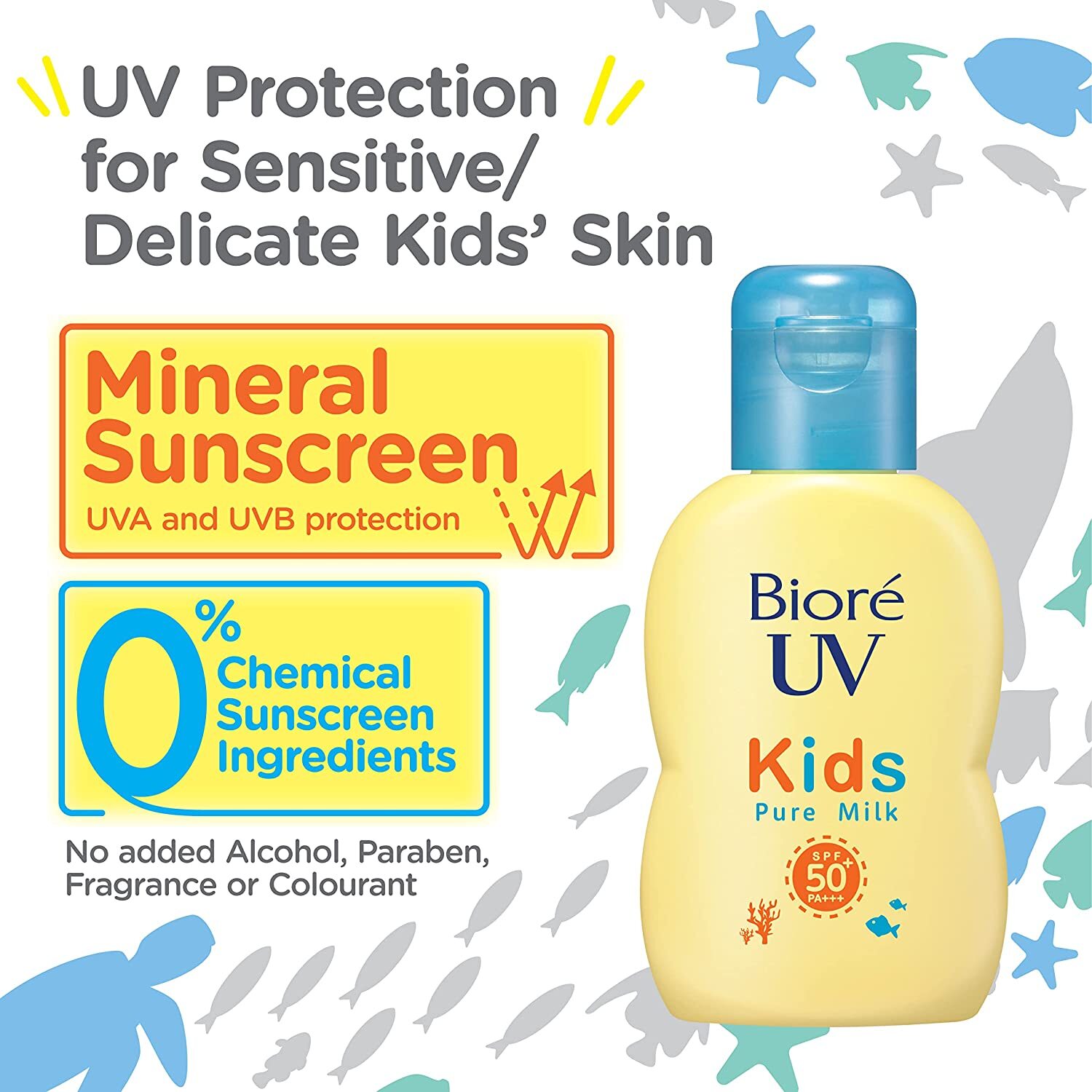 [US Seller] Biore UV kids Pure Milk Sunscreen 70ml SPF50+ PA+++ Japan