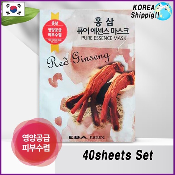 40pcs Set Pure Essence Korean Red Ginseng Face Mask Sheets Genuine Made in Korea
