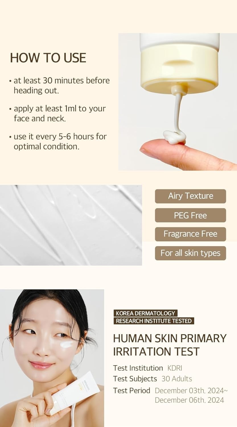 mixsoon Bean Sunscreen SPF 50 Airy Texture Type For Face Korean Skin Care 1.6 oz
