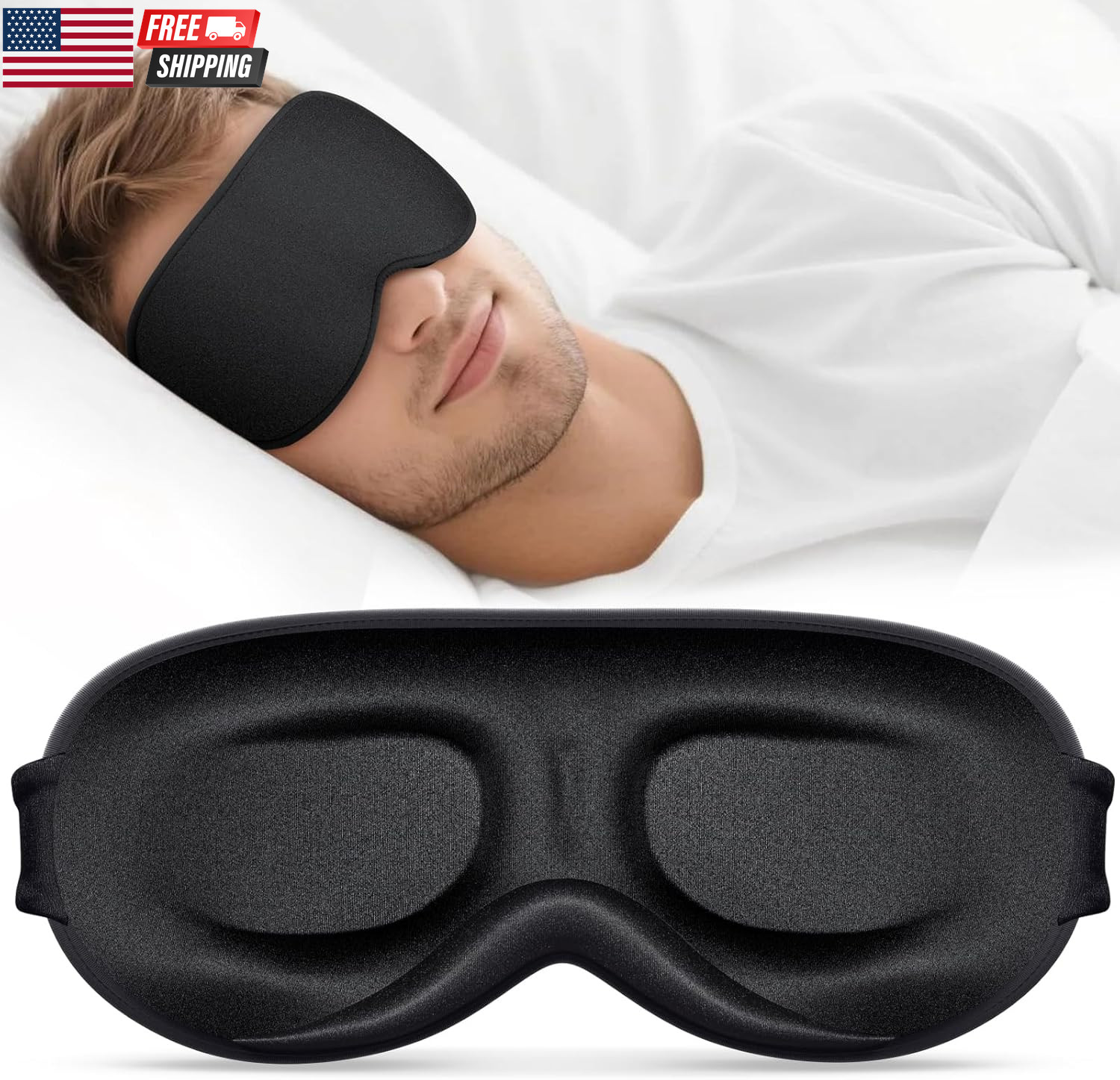 Sleep Mask for Men Women – 100% Blackout Eye Masks for Sleep – 3D Soft Sleeping