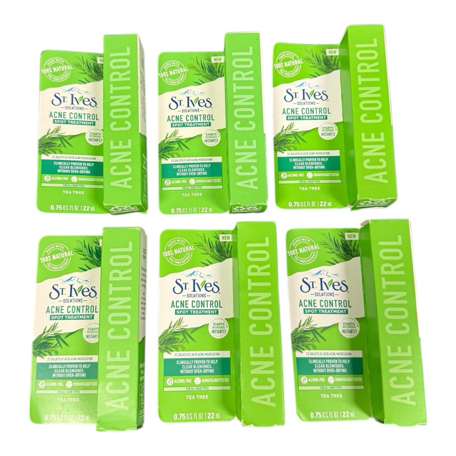 Lot of 6 St. Ives Solutions Acne Spot Control Tea Tree Oil 0.75 oz DISCONTINUED