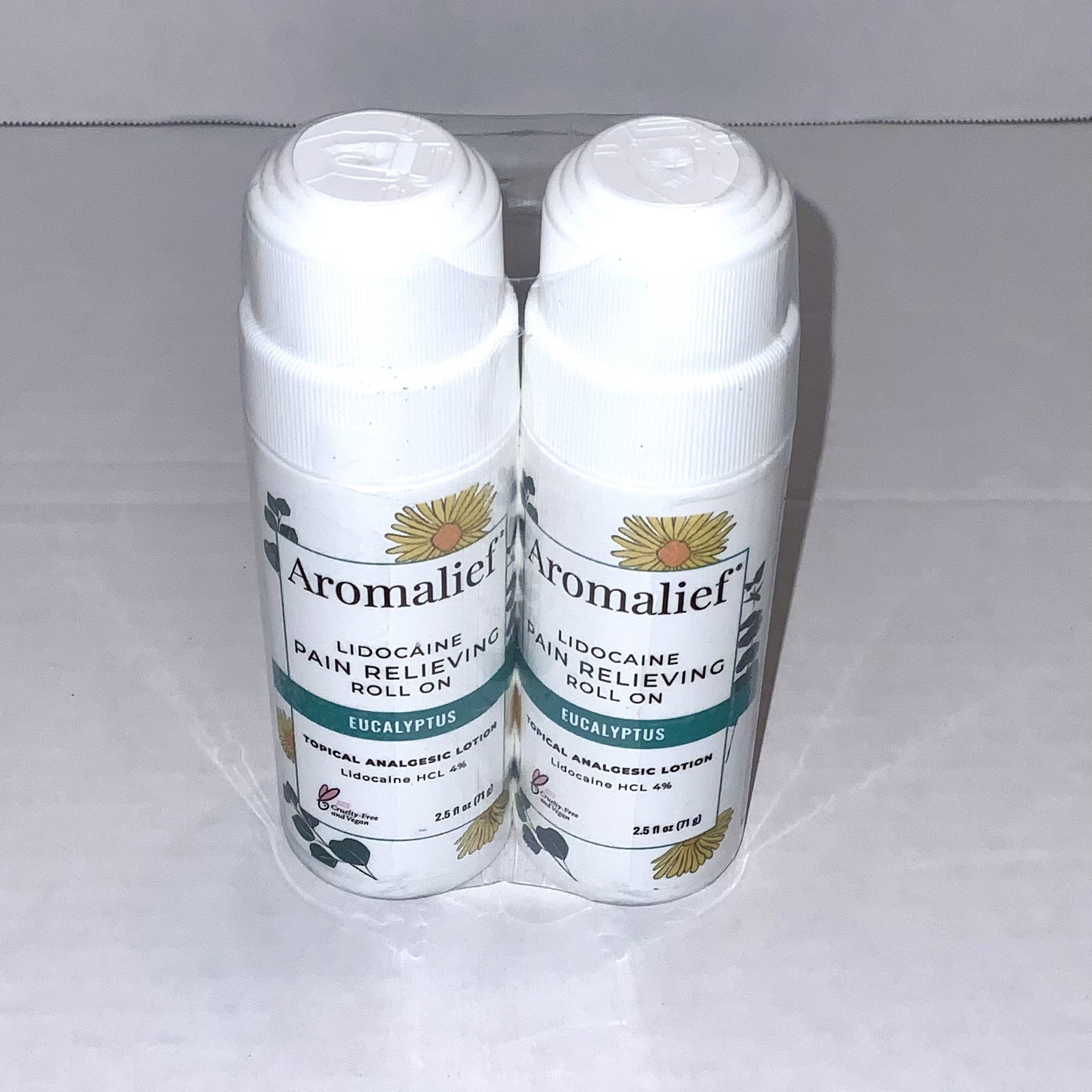 2 PACK Aromalief Eucalyptus ROLL ON Analgesic 4% Lotion joint Pain Relief Cream