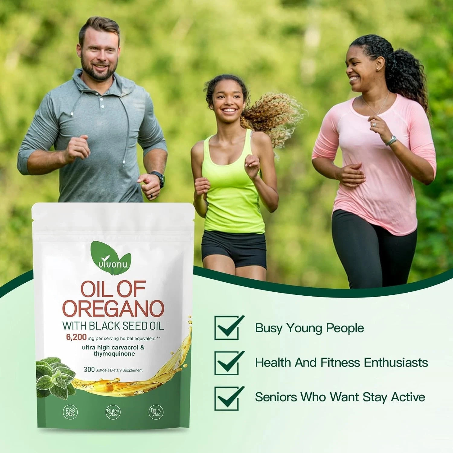 VivoNu Oil of Oregano Capsules, Balanced Oil of Oregano with Black Seed Oil