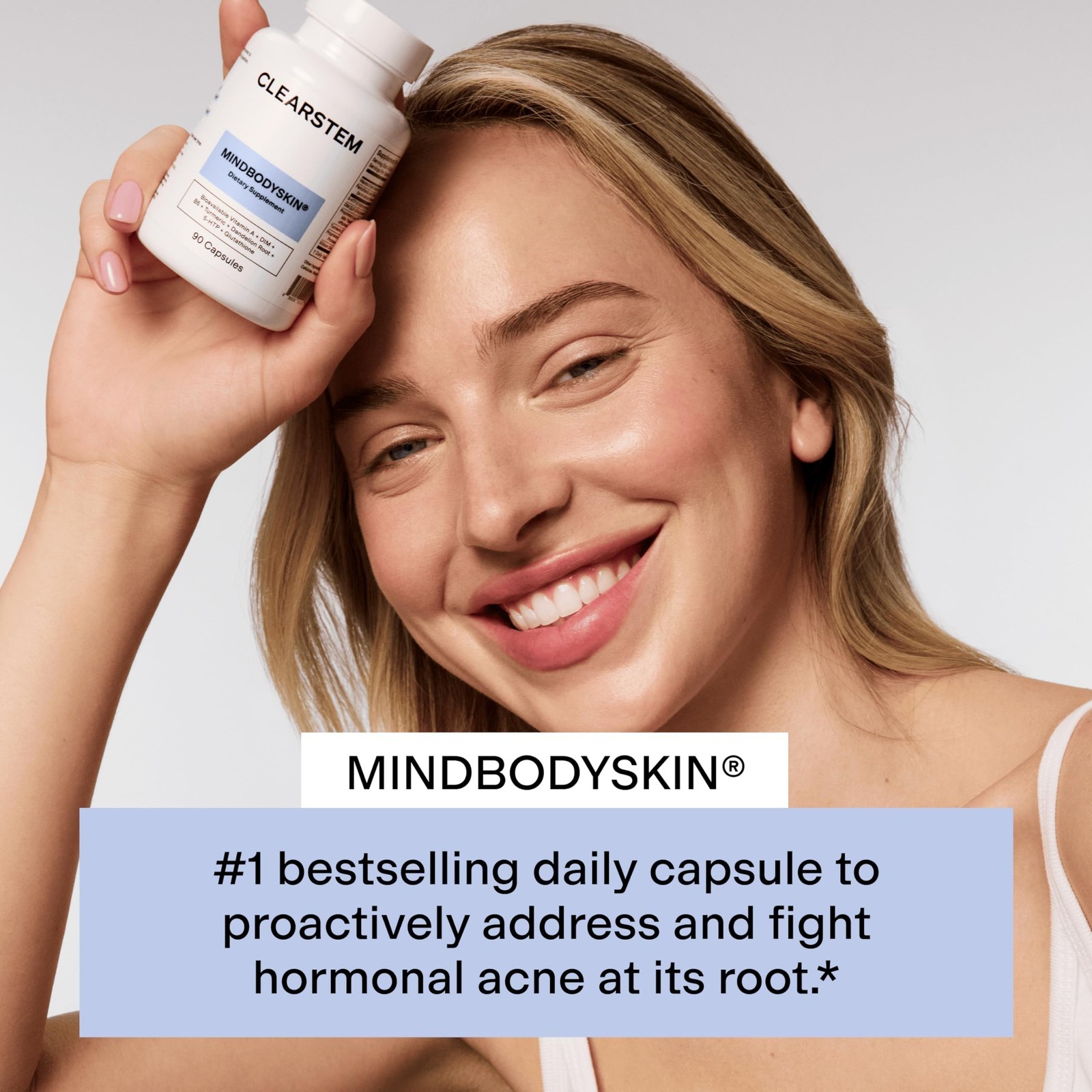 Hormonal Acne Supplement 90 Capsules CLEARSTEM 5-HTP MINDBODYSKIN Natural Care