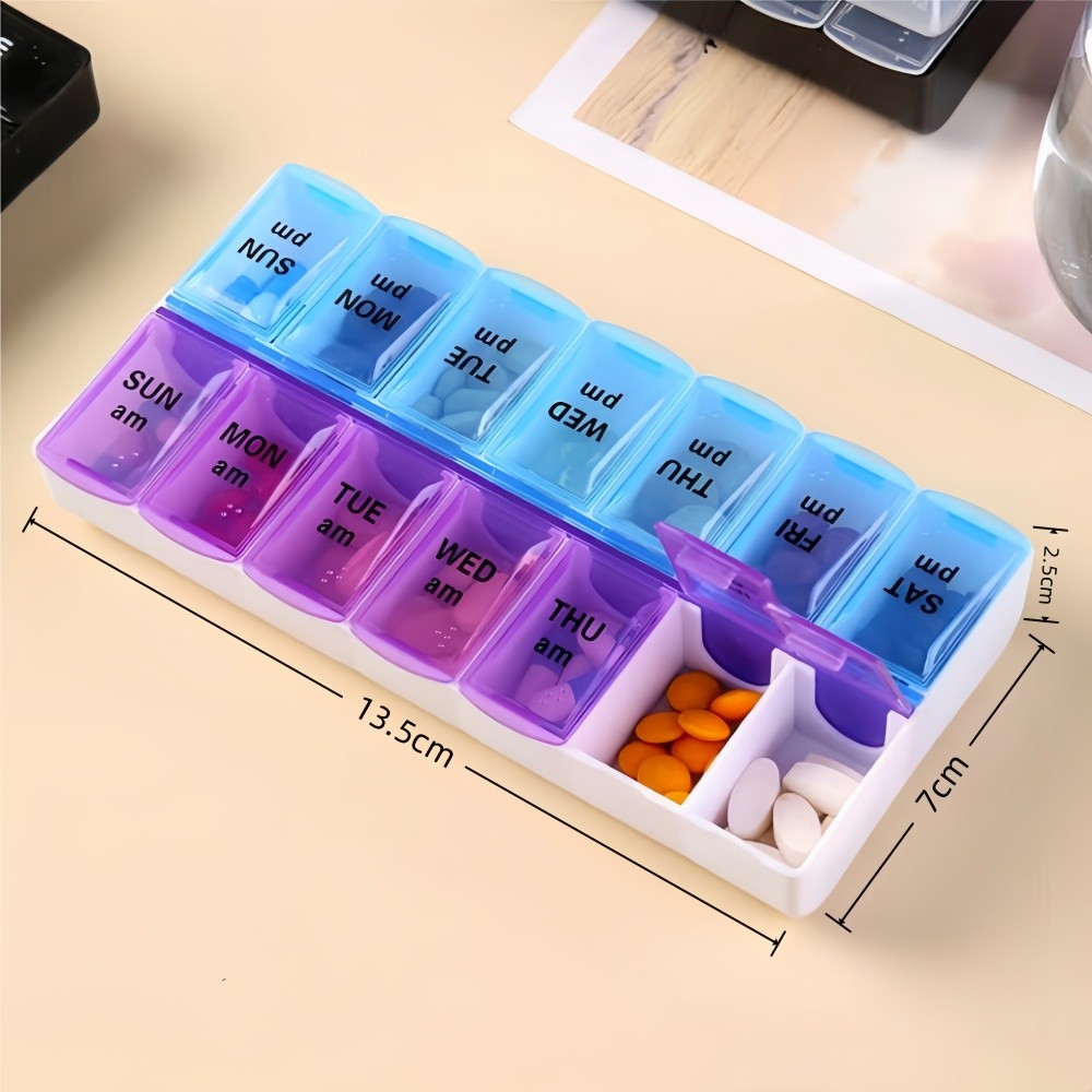 Weekly Pill Box Organizer Twice a Day 7-Day AMPM Medicine Organizer Case