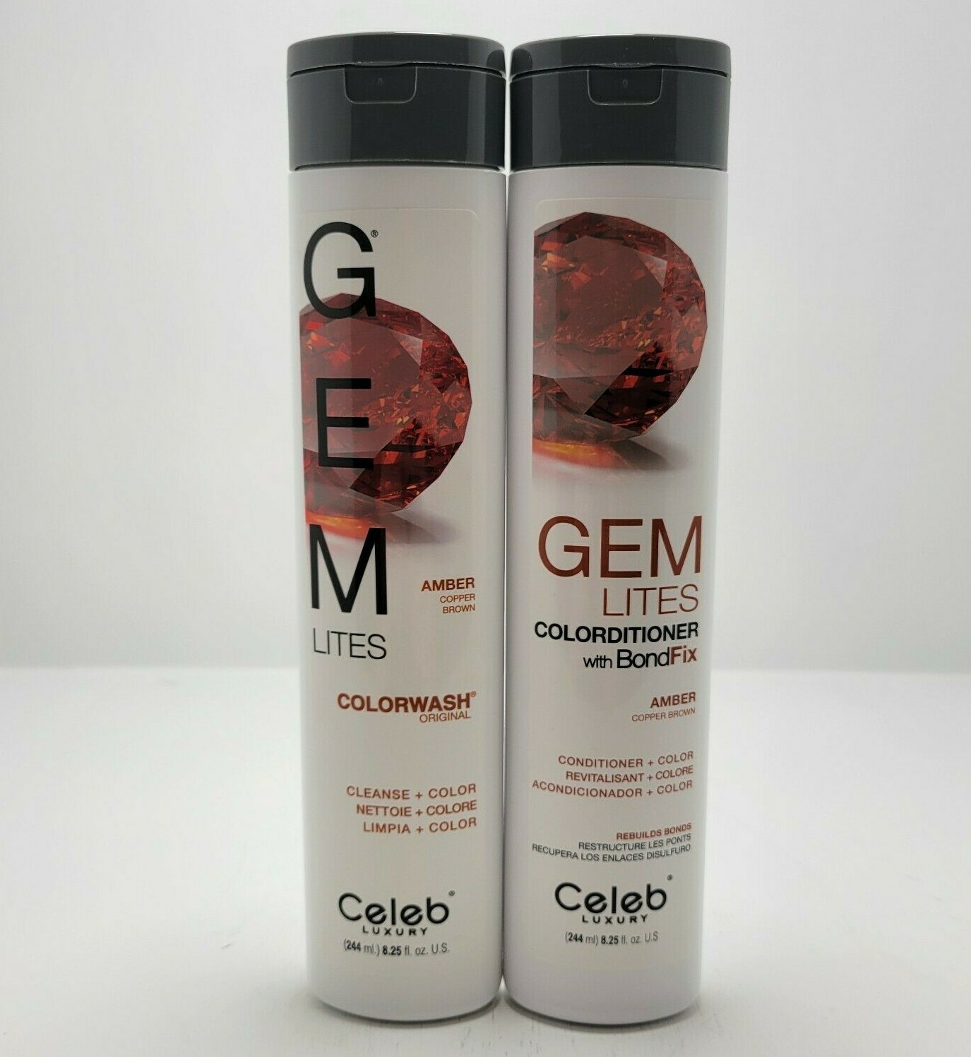 Celeb Luxury Gem Lites AMBER Colorwash & Colorditioner 8.25 oz DUO | Free Ship