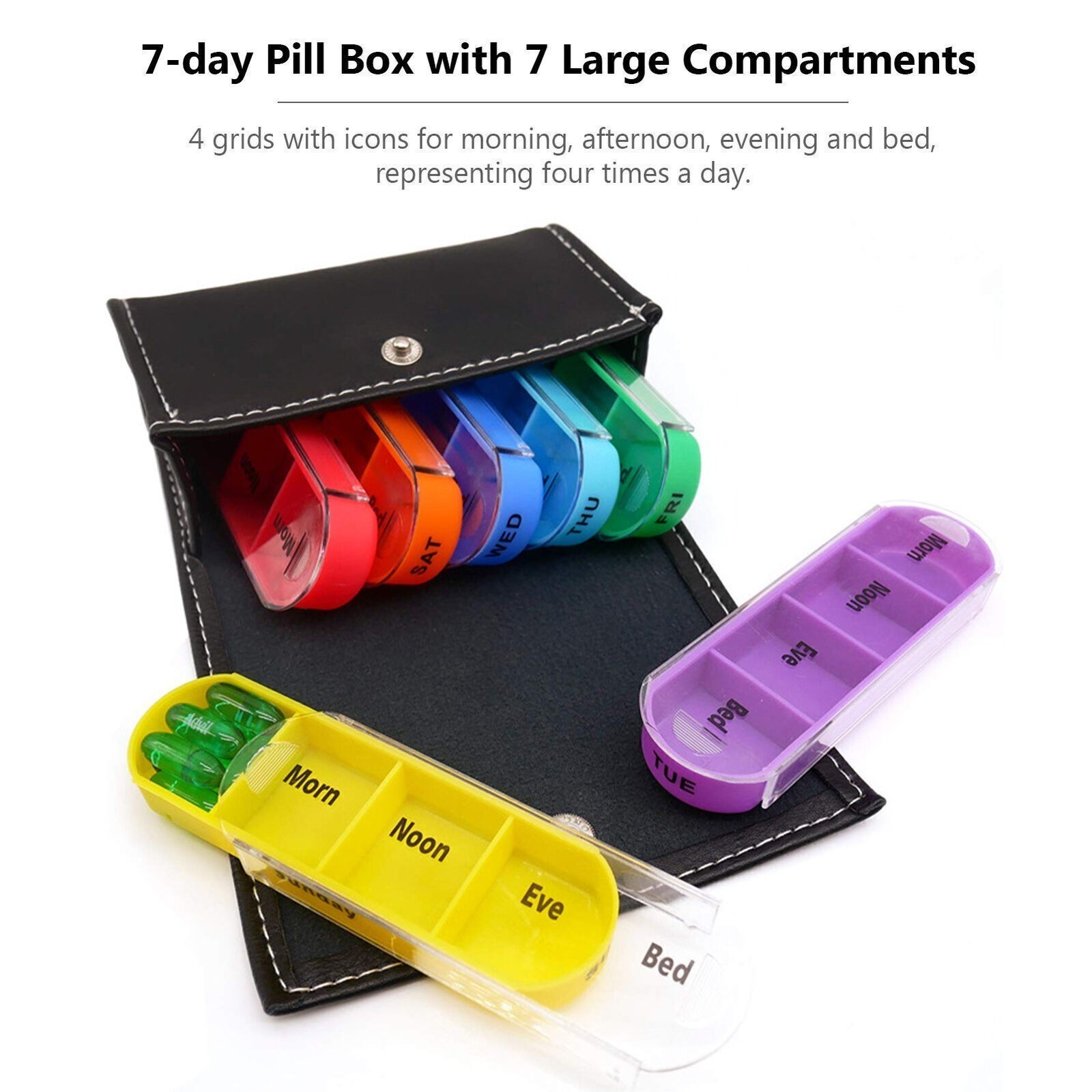 Storage 7 Day Weekly Container Organizer Pill Box Dispenser Medicine Tablet Case