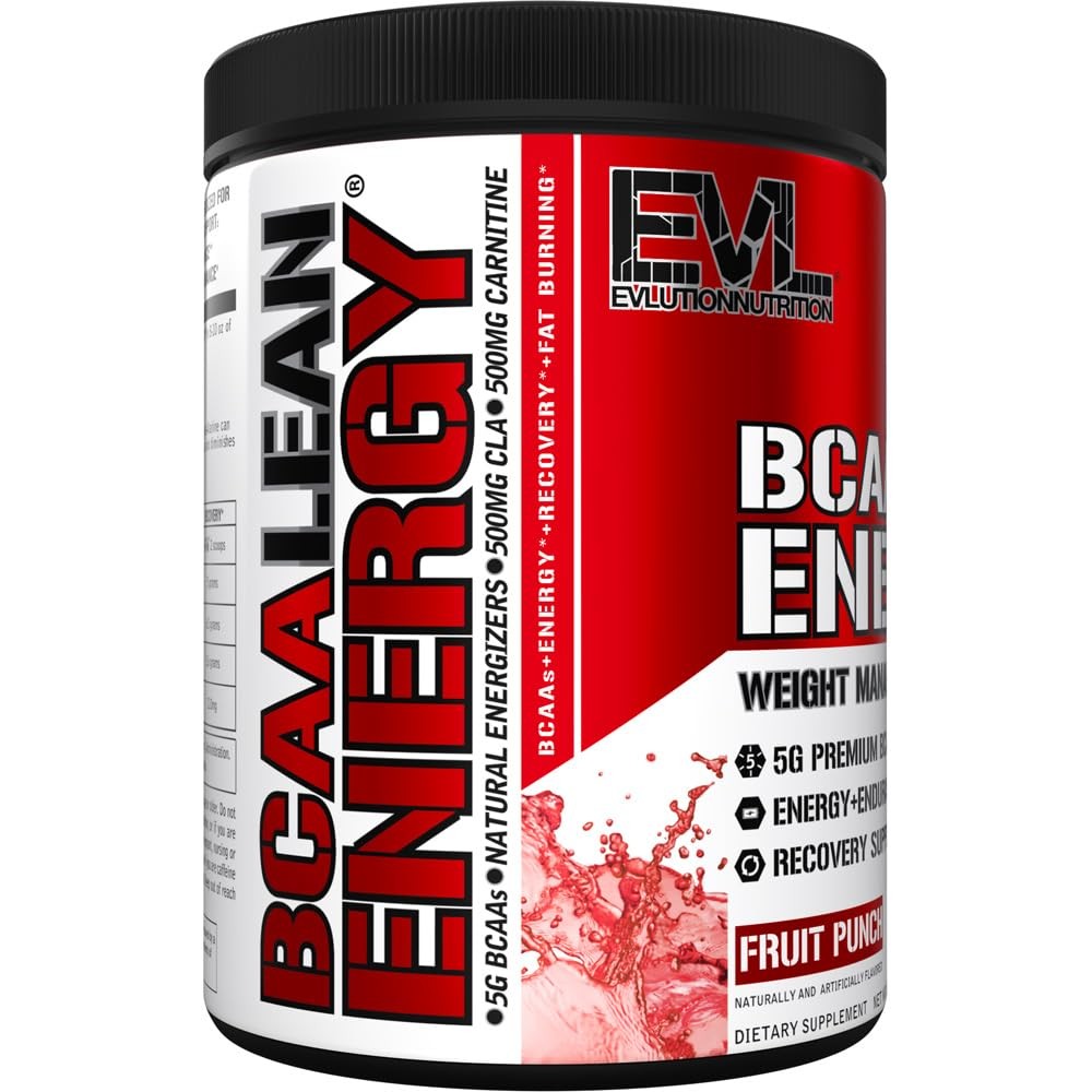 EVL BCAA Lean Energy Powder – Pre Workout 11.3 Ounce (Pack of 1), Fruit Punch