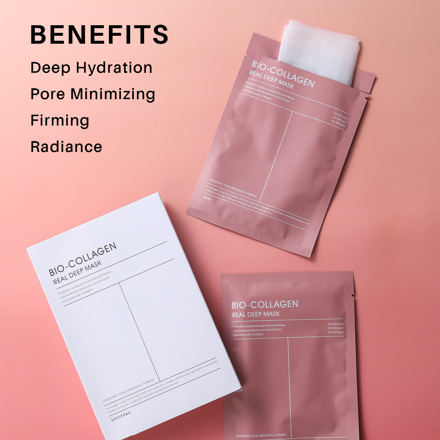 Bio-Collagen Real Deep Facial Lifting Anti-Wrinkle Mask -Pack of 12, Exp.09/2028