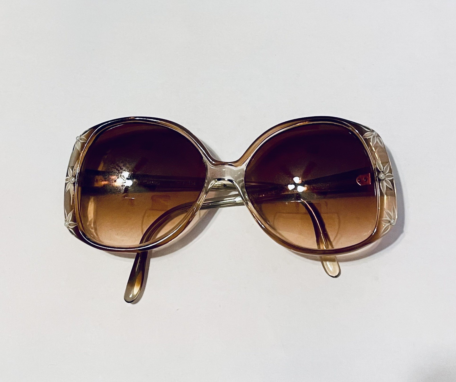 Rare Vintage Designer FRANCE Carved Flower & Pearls Oversized Eyeglasses Frames