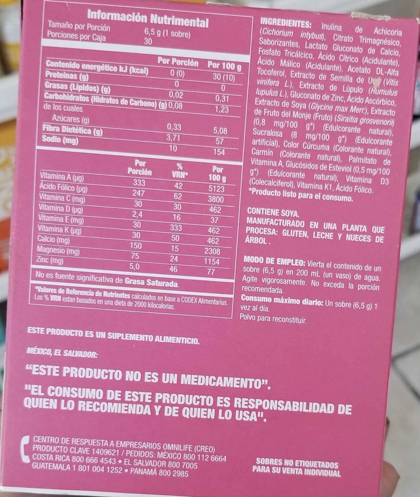 Omnilife FEM Plus Peach Powder Supplement 30 Sachets Women’s Health 195g