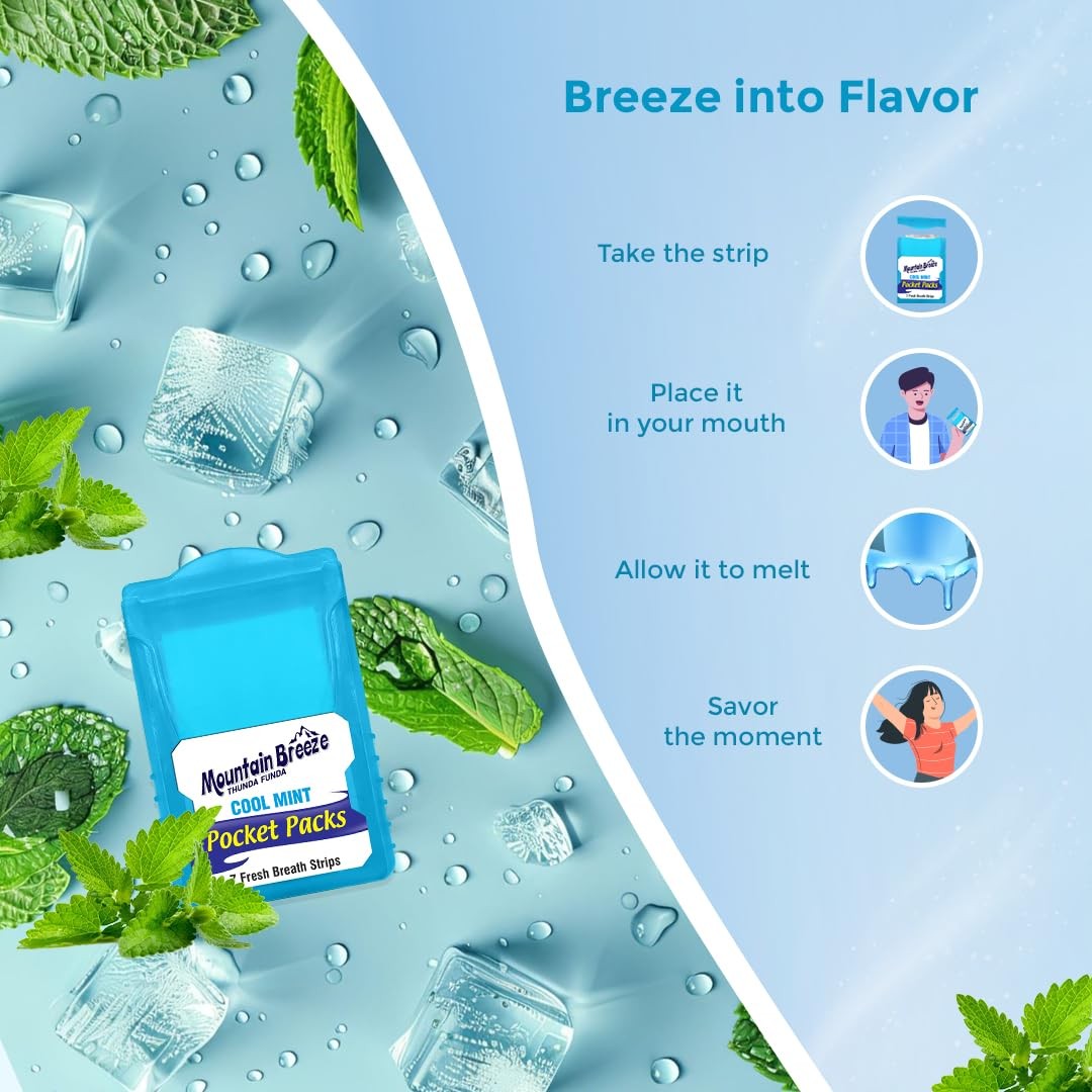 Mountain Breeze Oral Hygiene Mouth Freshener Sugar Free Cool Mint Blue