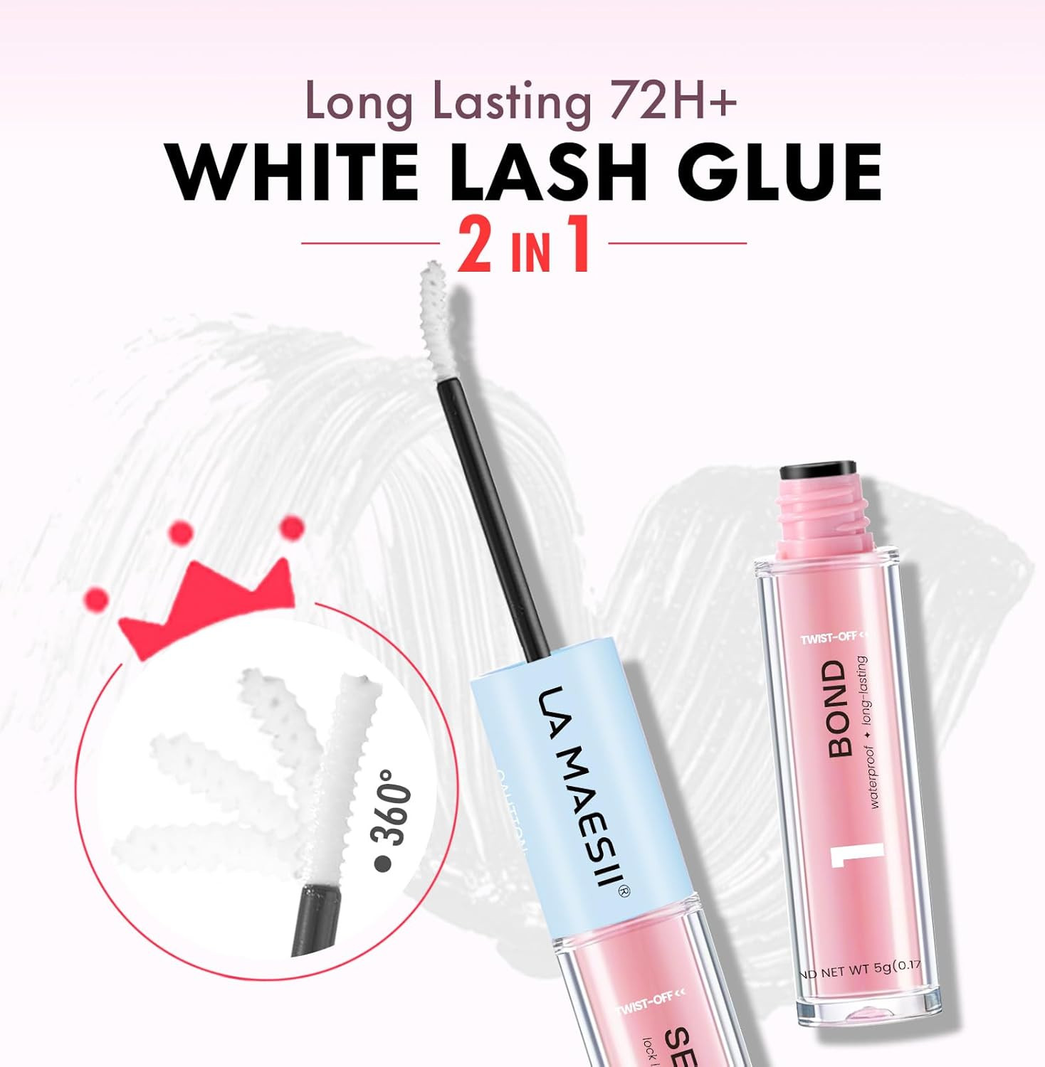 LA MAESII Lash Bond and Seal 10ML, Lash Cluster Glue Waterproof,Long Lasting Las