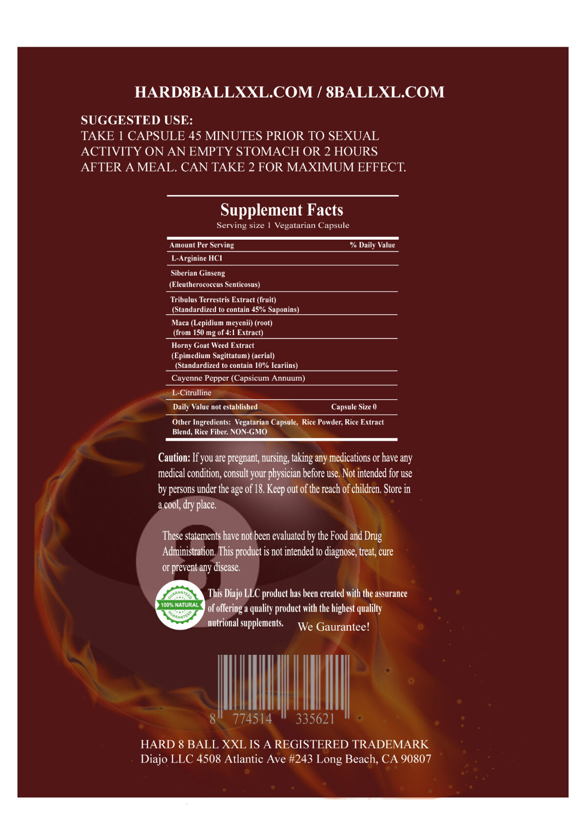 Hard Eight Male Enhancement 60 – WORKS OR YOUR MONEY BACK!