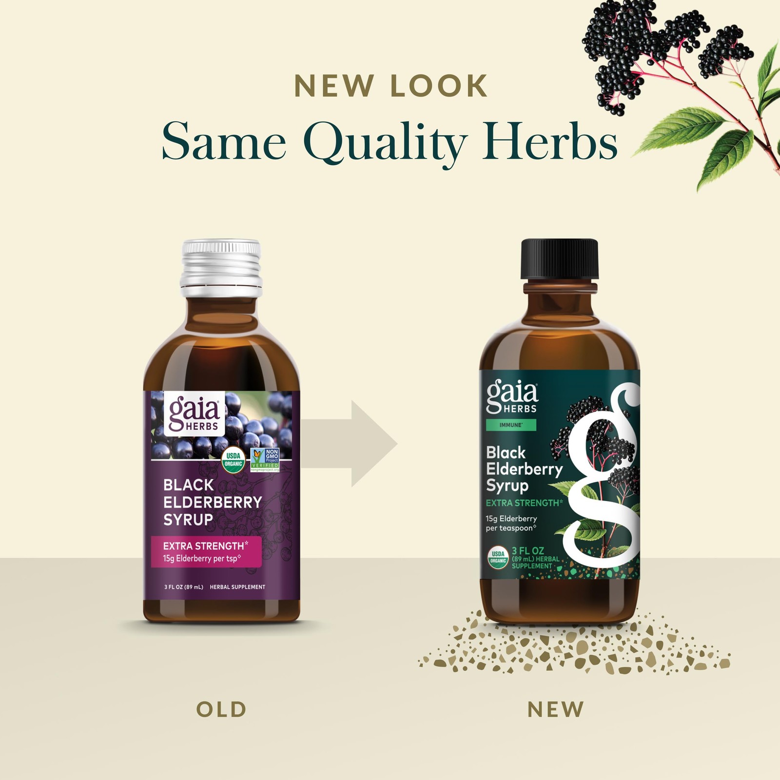 Gaia Herbs Black Elderberry Syrup – Made with 3 Fl Oz (Pack of 1), Clear