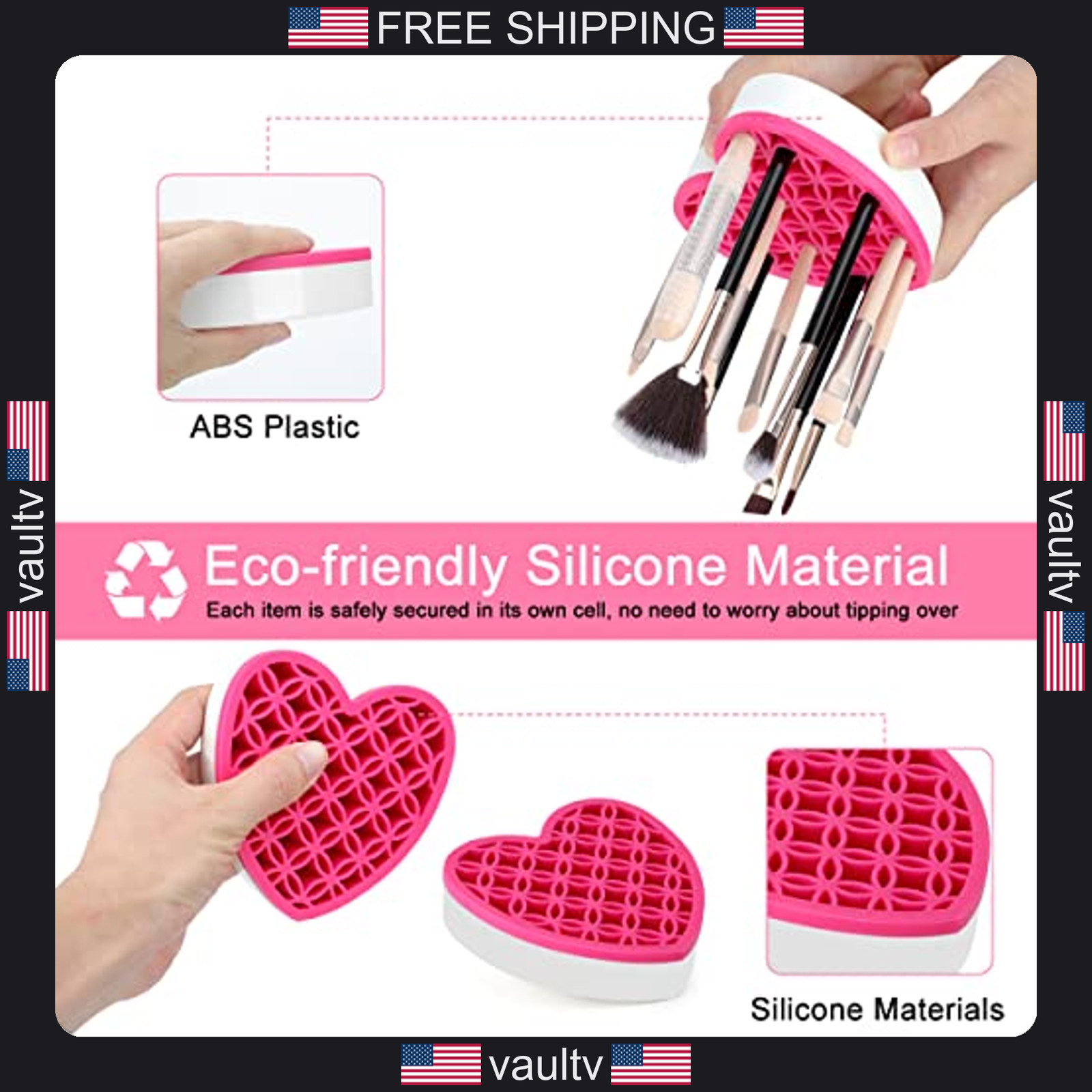 Silicone Makeup Brush Holder Cosmetic Organizer Pen Pencil Case Sewing Tool Pink