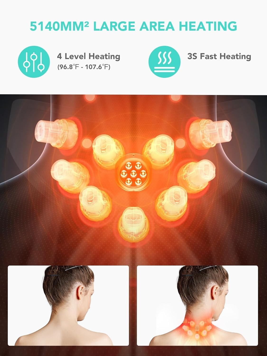 SKG Cordless Neck Massager Pain Relief Deep Tissue Vibration Foldable
