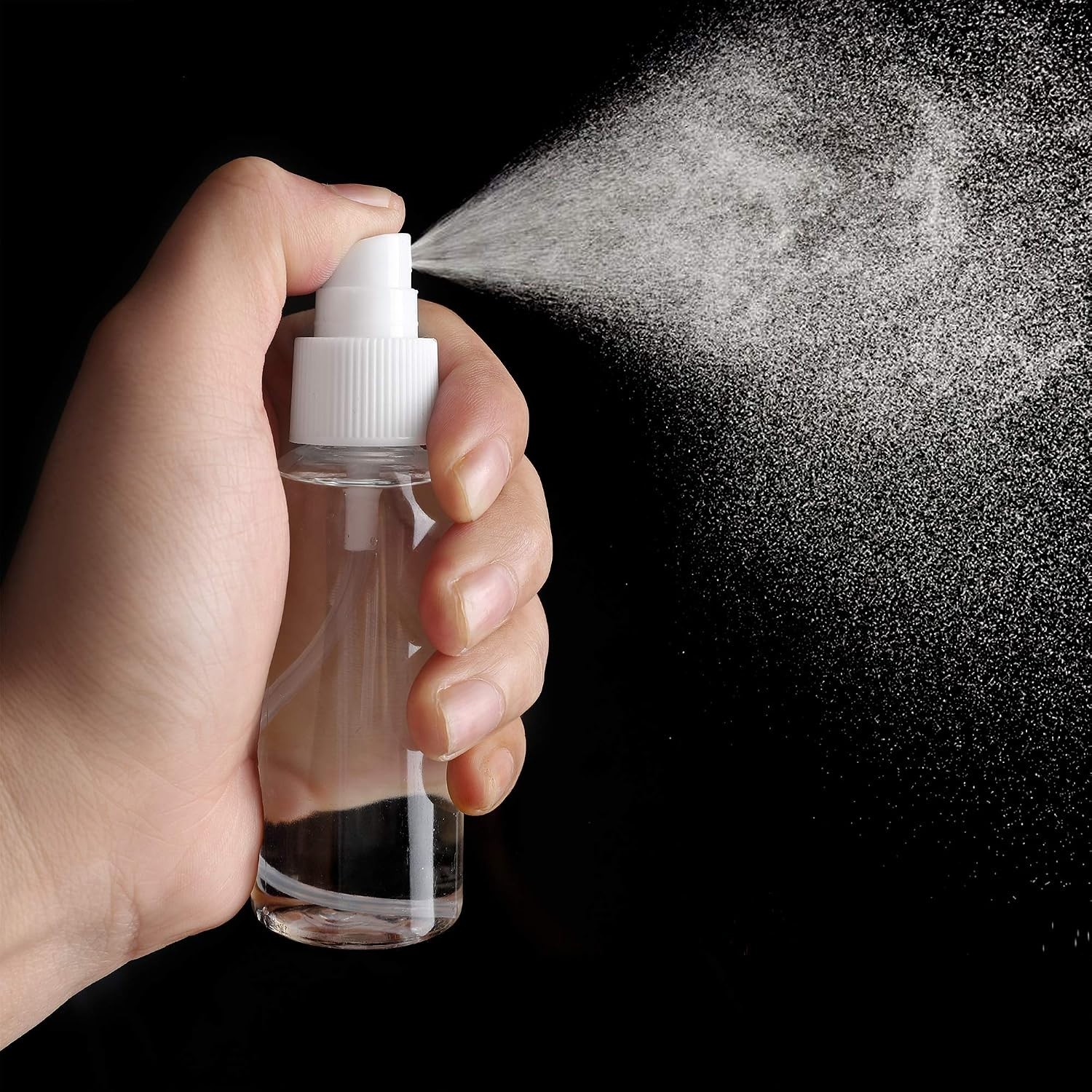 2 Pack Spray Bottles 1oz Clear Plastic Empty Refillable Mini Spritzer for Travel