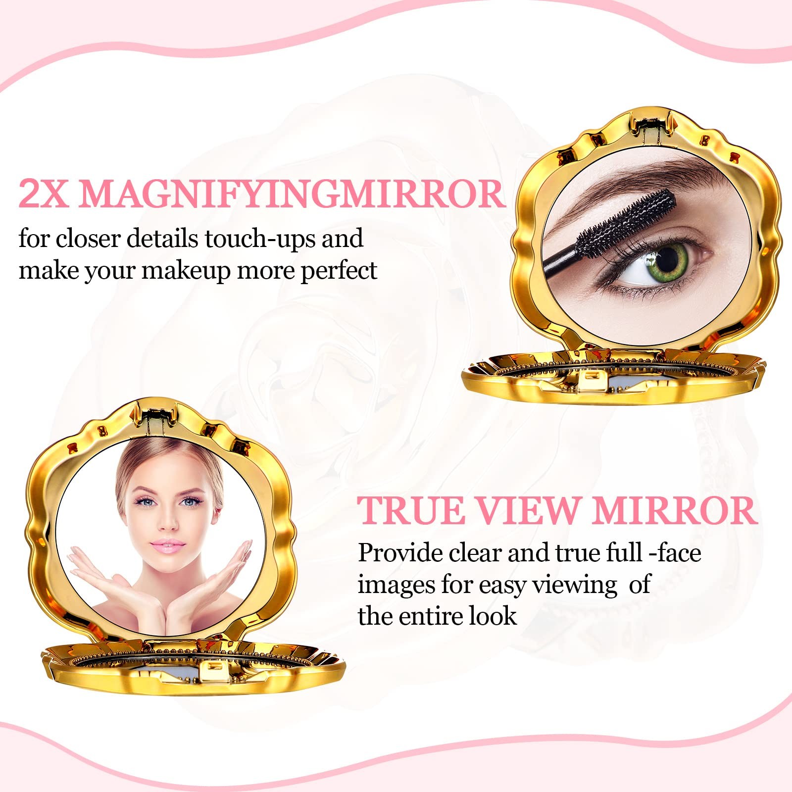 Rose Compact Mirrors 96 Set 2.8×2.4in Gold Finish – Wedding Party Favors