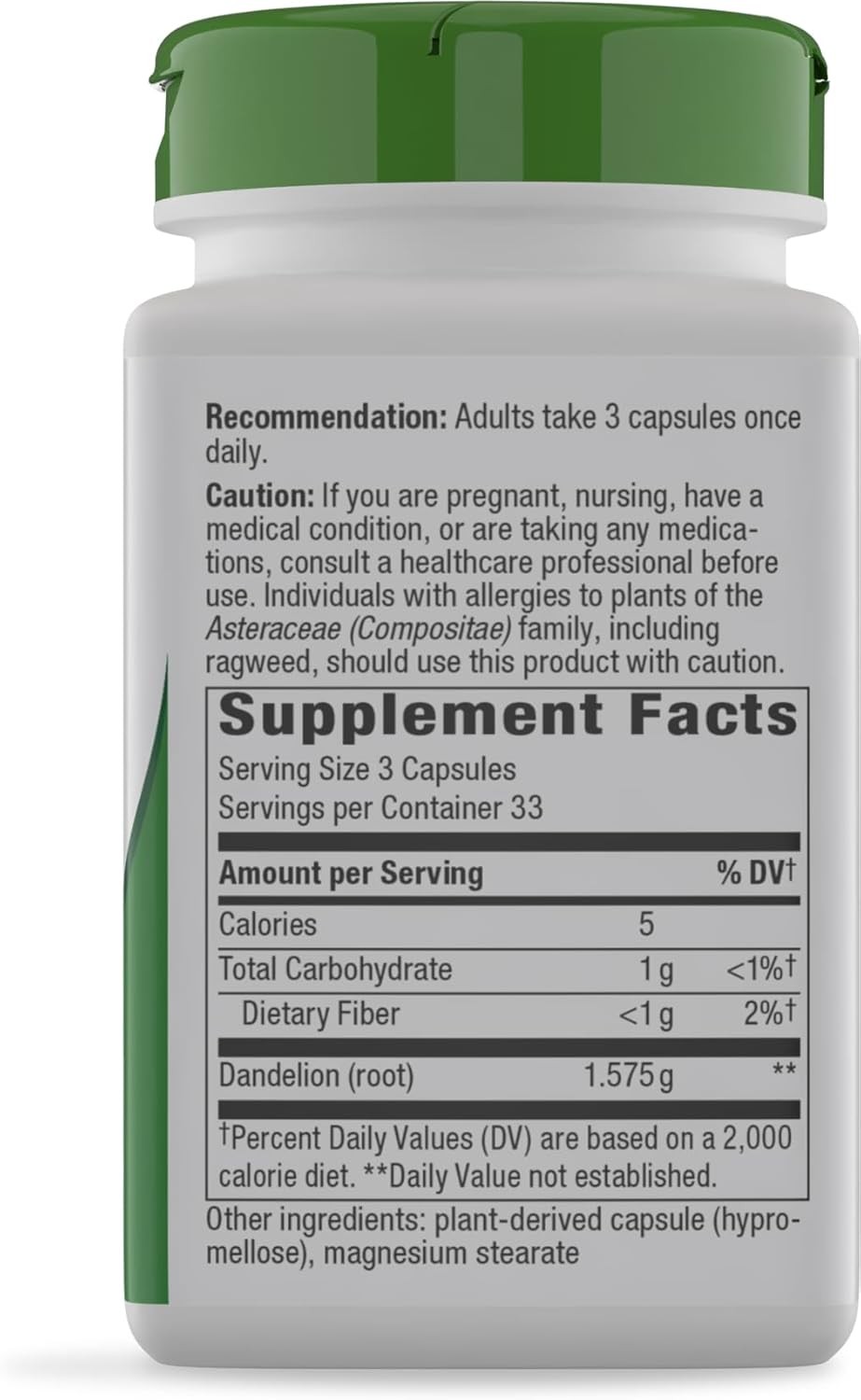Dandelion Root Capsules, Traditional Diuretic Herb, 1,575 Mg Dandelion Root per