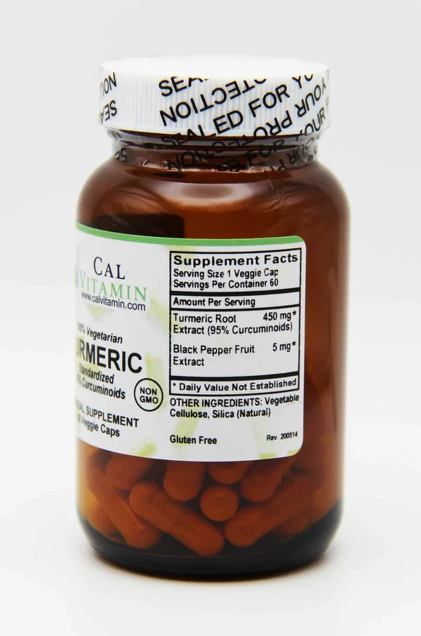 CalVitamin Turmeric Curcumin 60 Count Daily Herbal Dietary Supplement