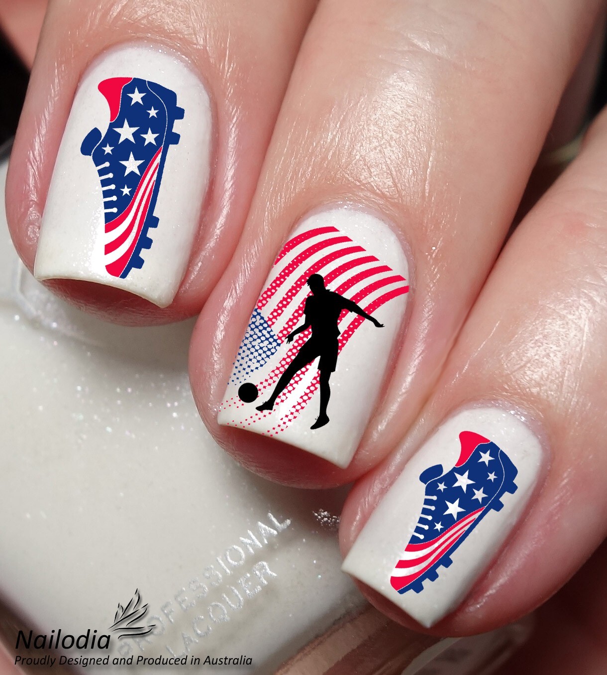 USA United States America Soccer Fan Nail Art Decal Sticker Water Transfer