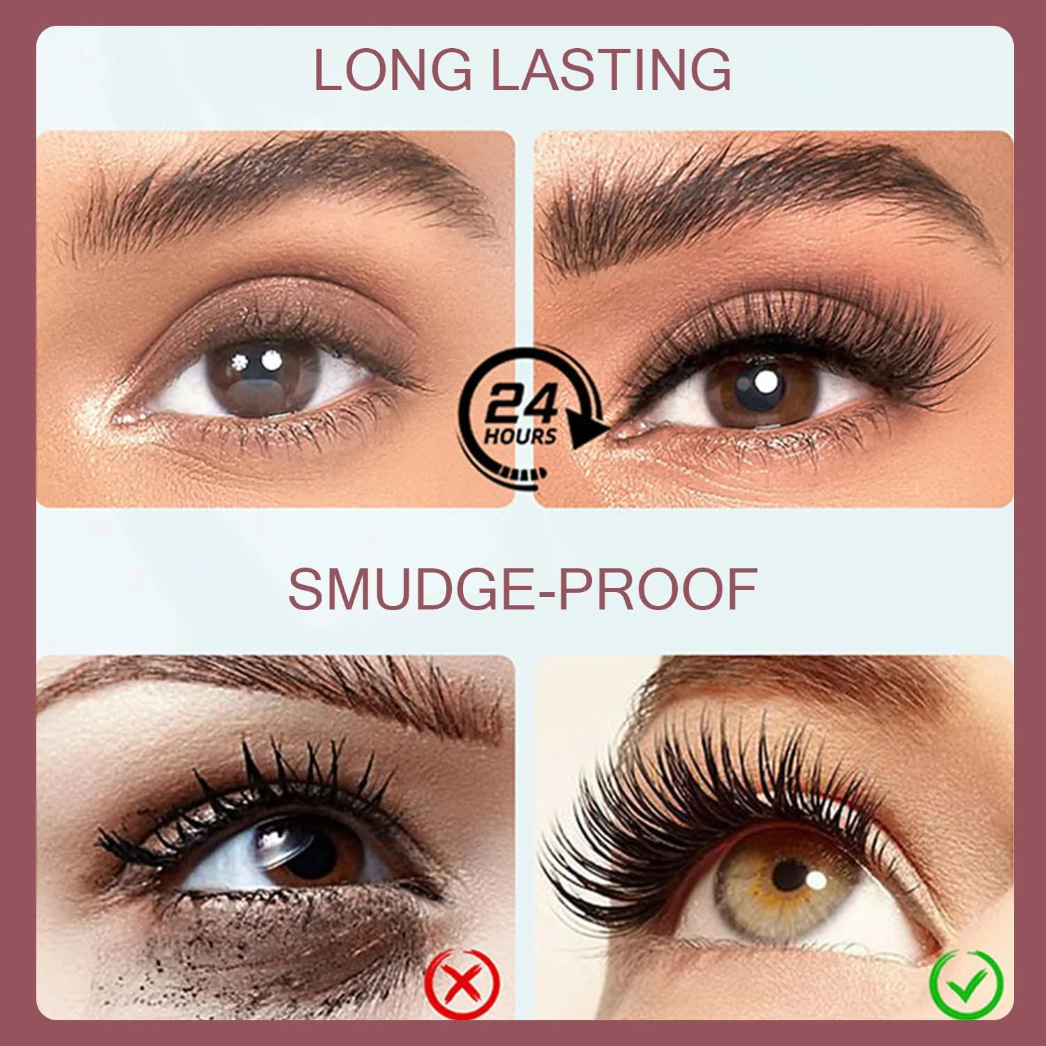 2PCS 7D Waterproof Mascara Black Lengthening Thickening Long Lasting
