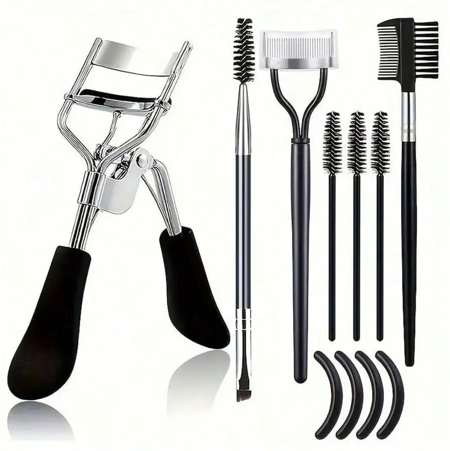 11-in-1 Eyelash Grooming Kit with Curler, Comb, Wand & 4 Silicone Pads